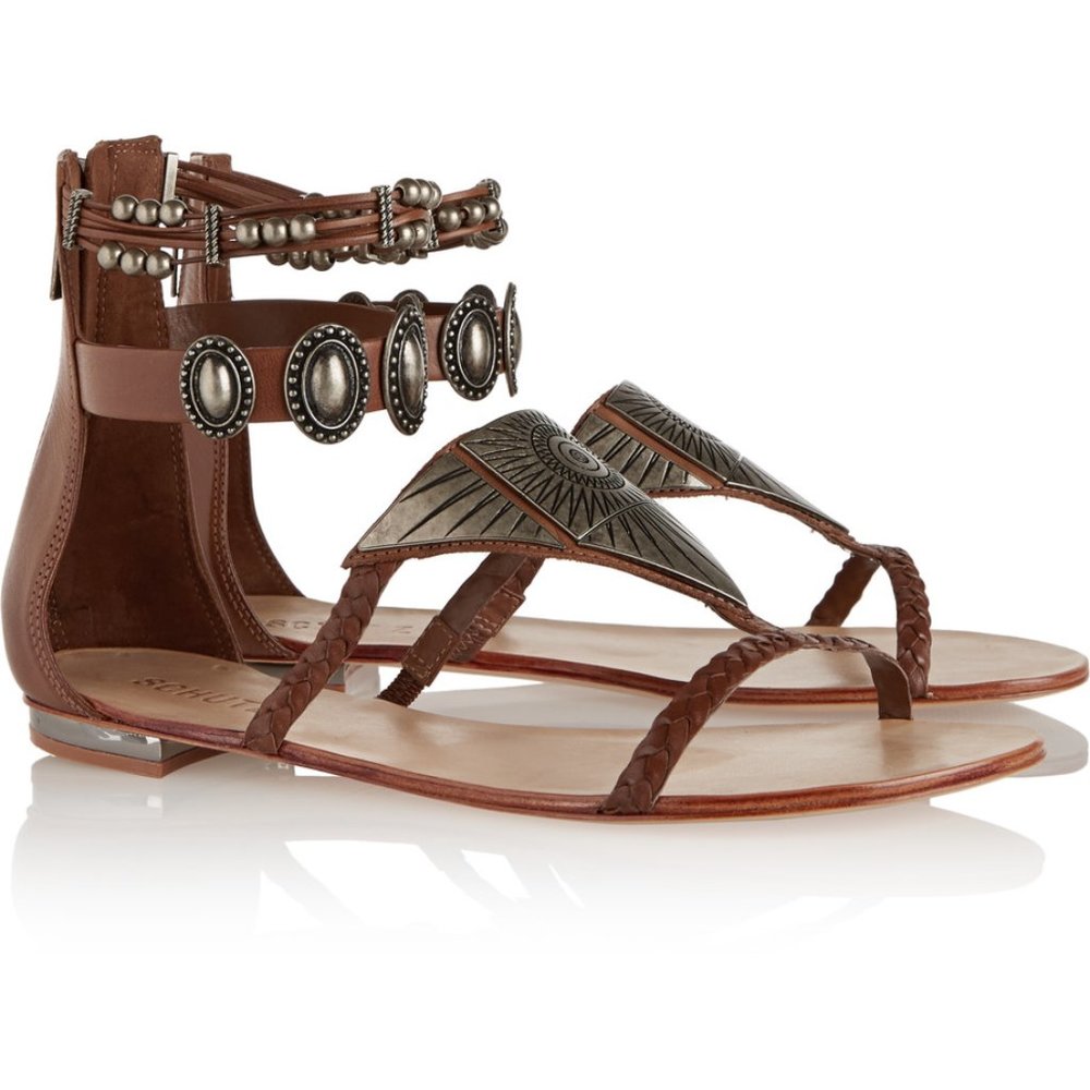 Boho Burnished Silver Suns & Bead Sandals NWT